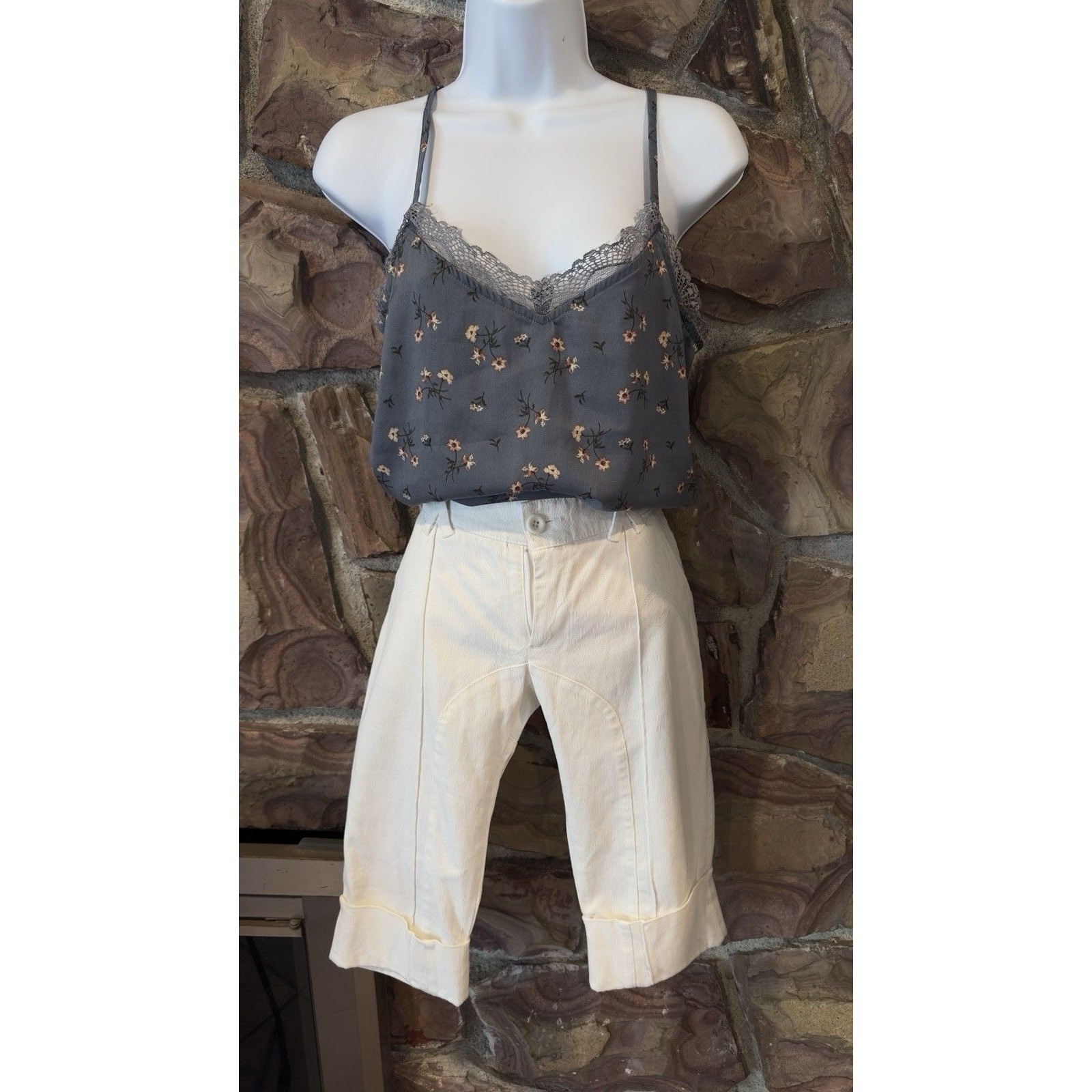 Soya Paris Vintage Women Short Pants Cuffed Hem White Stretchy France Size Xs